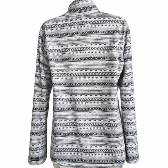 Kerrits Equestrian Zip Up Riding Jacket Top Large Black White Long Sleeve Print - Picture 8 of 13